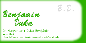 benjamin duka business card