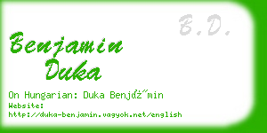 benjamin duka business card